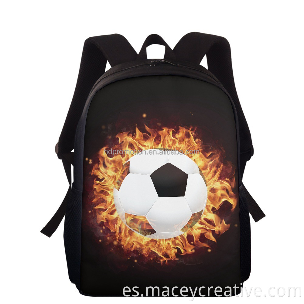 Patrón de fútbol Bolsa escolar impresa para estudiantes de primaria y secundaria de 15 "mochila para hombro de 15"